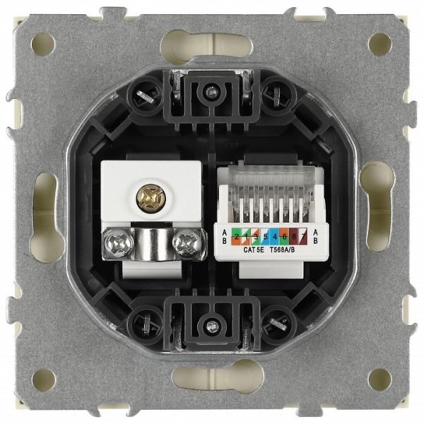 ТВ-розетка и розетка Ethernet RJ-45 без рамки Эра Galaxy Б0070778