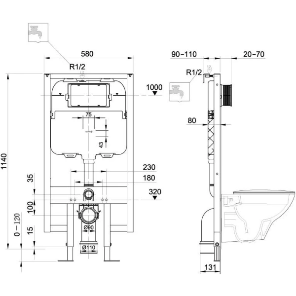 Инсталляция для унитаза Kludi Unifix 79102