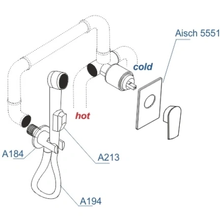 Гигиенический душ WasserKRAFT Aisch A55094 со смесителем, золотой матовый