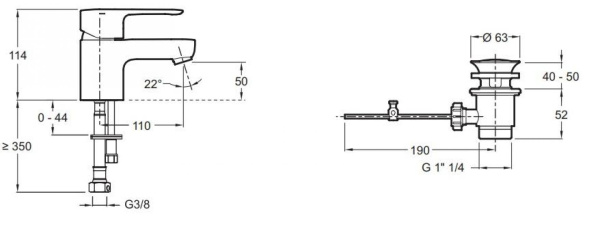 Смеситель для раковины с донным клапаном Jacob Delafon July E98258-CP