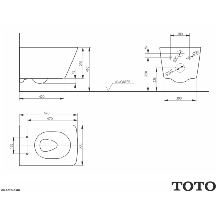 Унитаз подвесной Toto SP CW532Y/CW532RY безободковый, белый