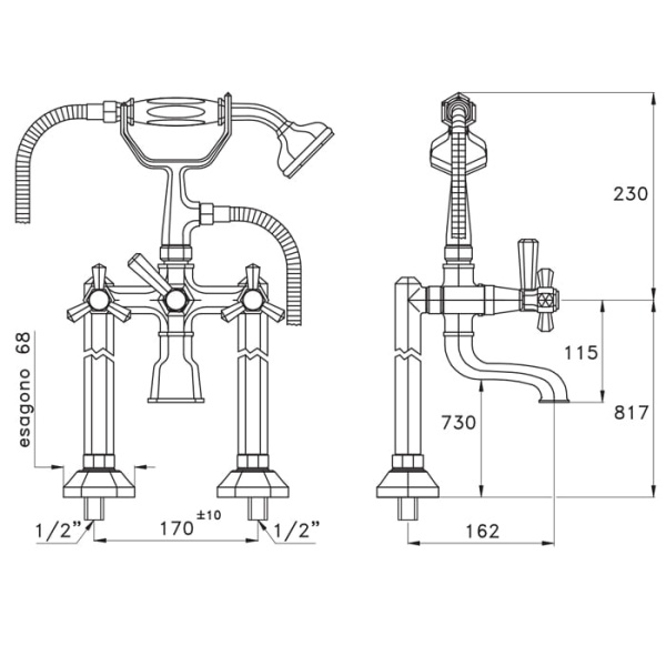 Смеситель для ванны Stella Eccelsa EC 02208 AU00 золото