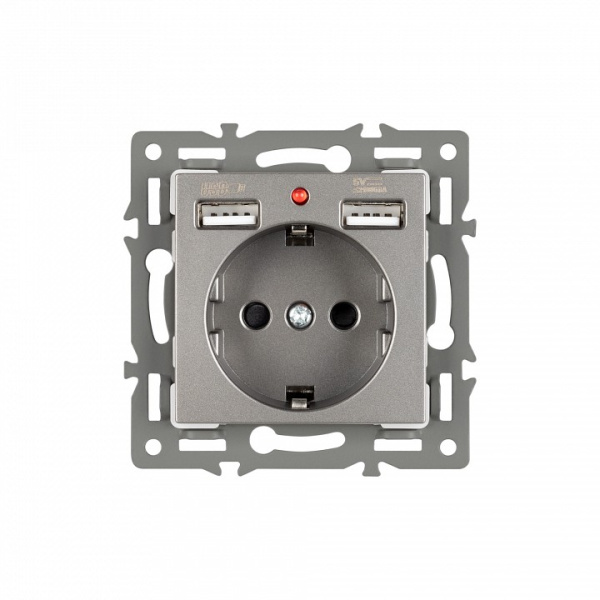 Розетка с заземлением и 2хUSB type A, без рамки Arlight SCT 043735