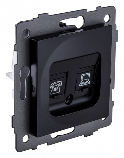 Розетка двойная RJ-11 и Ethernet RJ-45, без рамки Kollinger  REA-011BK