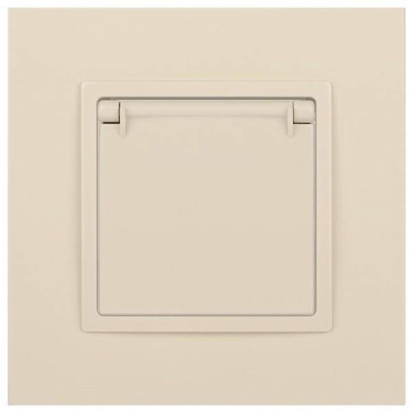 Розетка с заземлением и со шторкой, без рамки с крышкой Эра Эра Elegance 14-2103-02