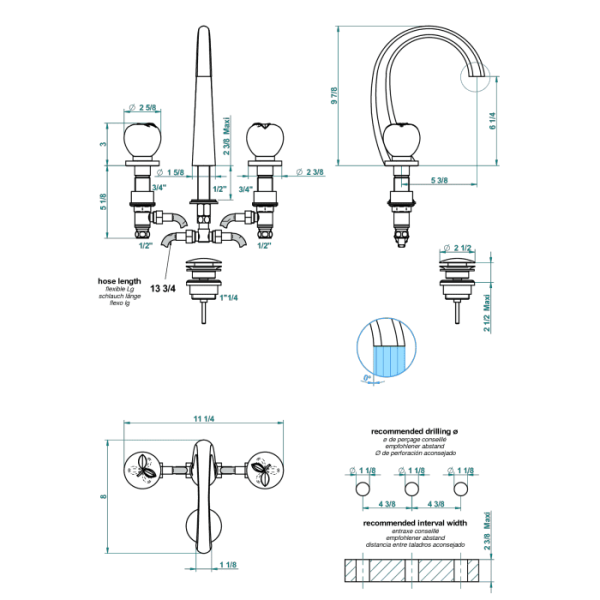 Смеситель для раковины THG Pomme cristal clair satin A42.A02.151