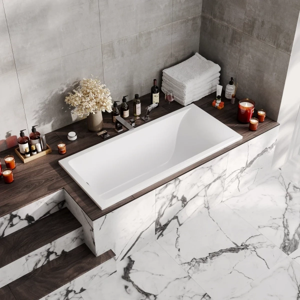 Ванна из литьевого мрамора Marmo Bagno Алесса New MB-ALN150-70 150x70 см, белый