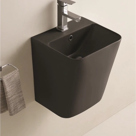 Раковина CeramaLux 500QMB 38x34 см, подвесная, черный матовый