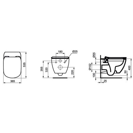 Унитаз подвесной Ideal Standard Tesi T350301 безободковый, белый