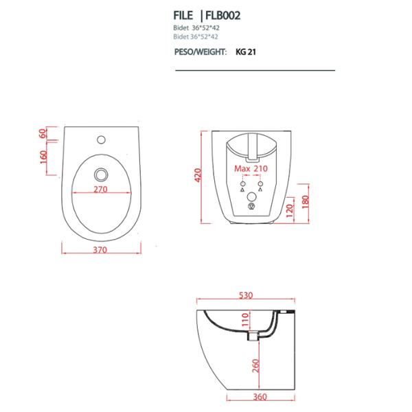 Биде напольное Artceram File 2.0 FLB002 16 00