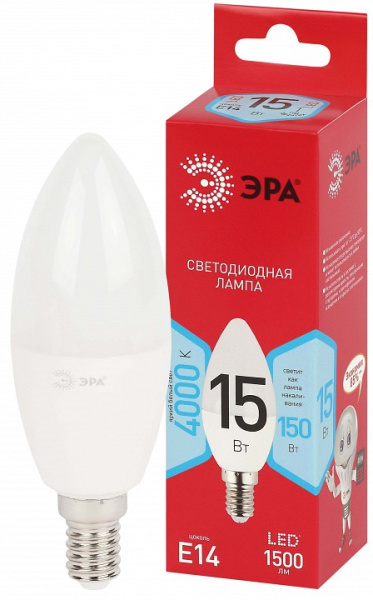 Лампа светодиодная Эра  E14 15Вт 4000K LED B35-15W-840-E14 R