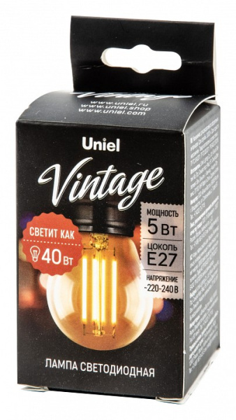 Лампа светодиодная Uniel VINTAGE E27 5Вт 2250K UL-00010552