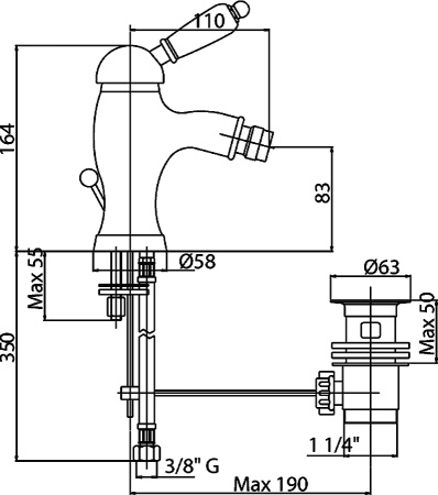 Смеситель для биде Cezares Elite ELITE-BSM1-02-Bi