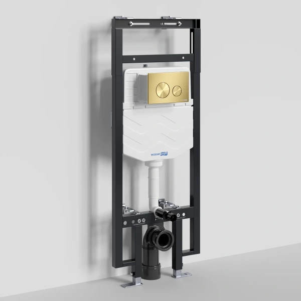 Инсталляция для унитаза WasserKRAFT Dinkel 58 58TLT.010.ME.MG02 с кнопкой смыва, золотой матовый