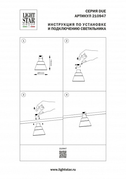 Накладной светильник Lightstar Due Hermes 210947