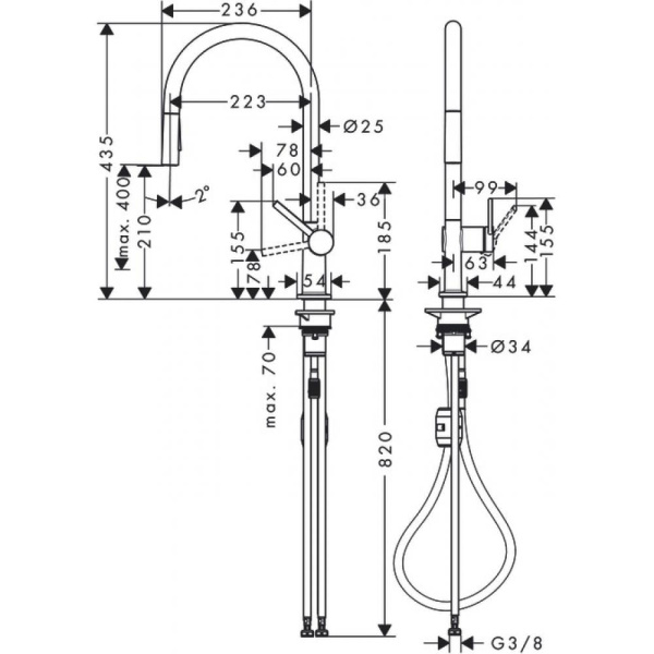 Смеситель для кухни hansgrohe Talis M54 72800000 с вытяжным душем