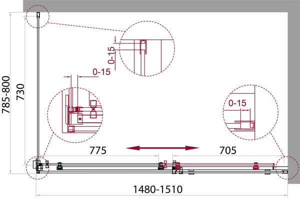 Душевой уголок BelBagno Acqua ACQUA-AH-1-150/80-C-Cr