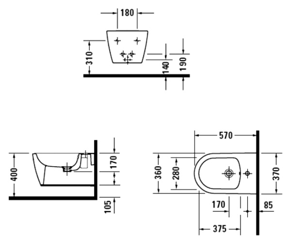 Биде подвесное Duravit Me by Starck 2288150000