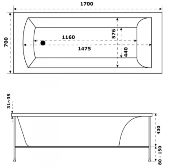 Акриловая ванна Jacob Delafon Ove 170х70 E6D302RU-00