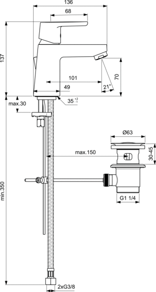 Смеситель для раковины Ideal Standard Vito B0405AA