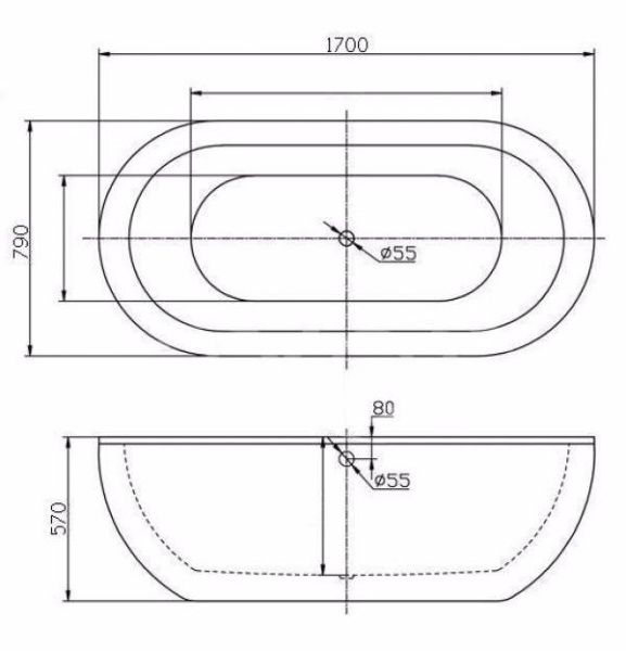 Акриловая ванна BelBagno 170x79 BB13-1700