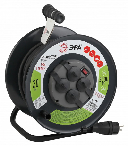 Удлинитель Эра  RMx-4es-3x2.5-20m-IP44(KG)