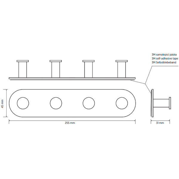 Планка с 4 крючками Bemeta Easy 163106395 нержавеющая сталь матовая