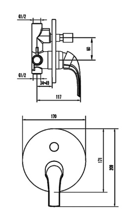 Смеситель для ванны и душа AM.PM Sense F7585000