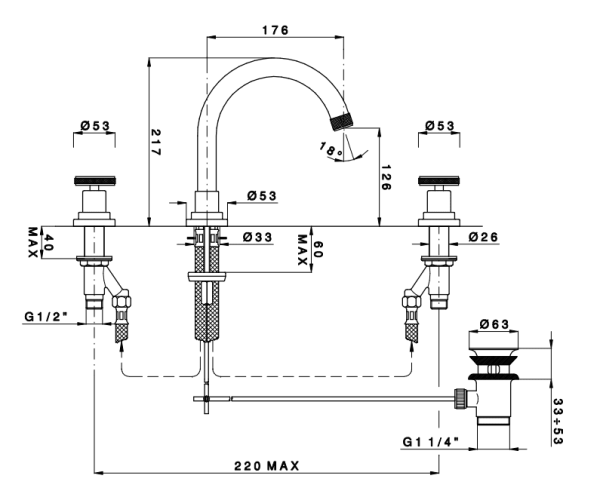 Смеситель для раковины Nicolazzi Arena 3328CR44