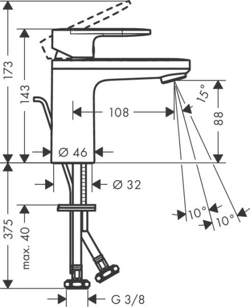 Смеситель для раковины hansgrohe Vernis Blend 71571000 100 со сливным гарнитуром цинк хром