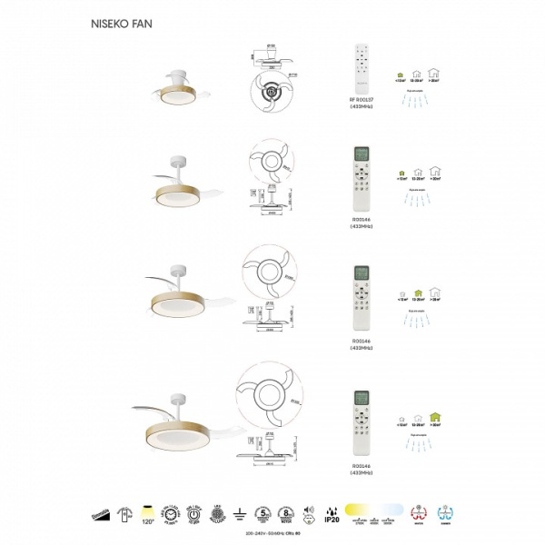 Светильник с вентилятором Mantra Niseko Fan 9011
