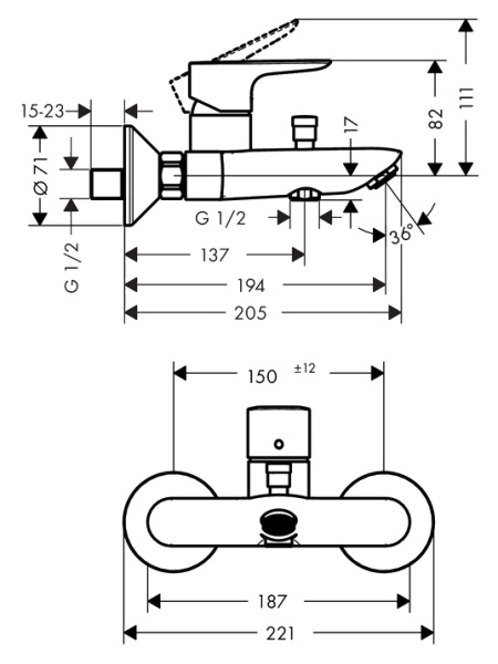 Смеситель для ванны hansgrohe Talis E 71740000