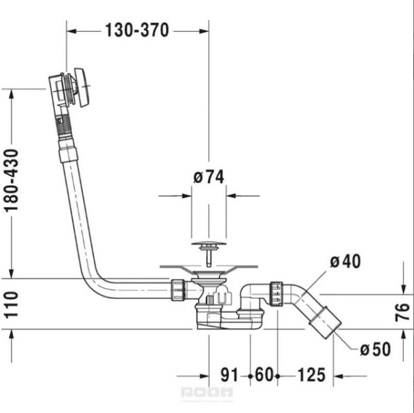 Слив перелив для ванны Duravit Paiova 791244000001000