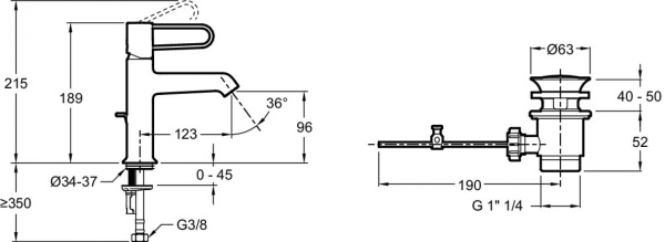 Смеситель для раковины Jacob Delafon Odeon Rive Gauche E21028-CP-CP хром ручка хром