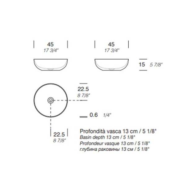 Раковина Milldue Den C45 45 8906*0 Bianco lucido