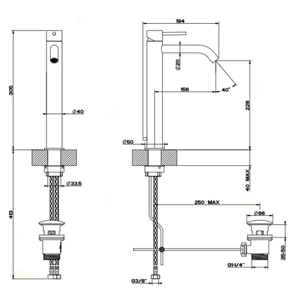 Смеситель для раковины Gessi 316 54003#239 нержавейка