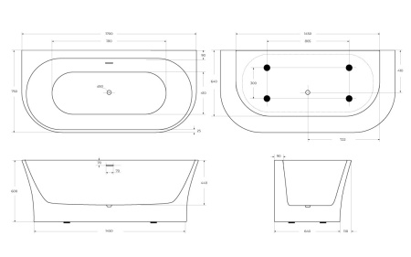 Акриловая ванна BelBagno 170x75 BB711-1700-750