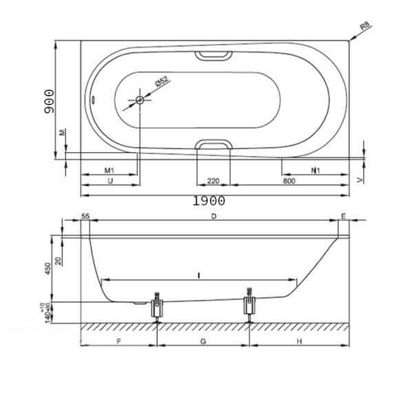 Стальная ванна Bette Comodo 170x80 1253-000