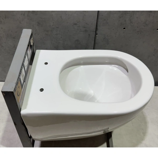 Унитаз подвесной CeramaLux TR2196ZK безободковый, торнадо, с сиденьем микролифт, белый