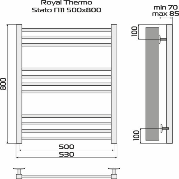 Полотенцесушитель Royal Thermo Statо П11 500х800 стальной
