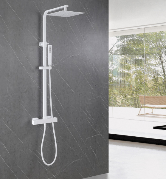 Душевая стойка Abber Daheim AF8260WL с термостатом белый матовый