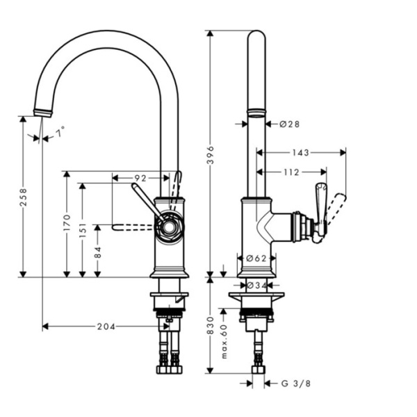 Смеситель для кухни Axor Montreux 16580000