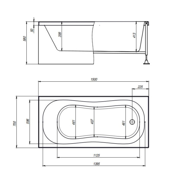 Акриловая ванна Timo Inka 150х70 INKA1570 белый