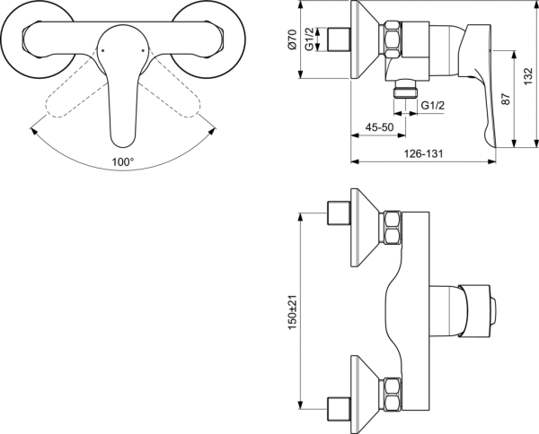 Смеситель для душа Ideal Standard Dot 2.0 BC325AA