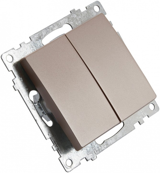 Выключатель двухклавишный без рамки Stekker Катрин 39592