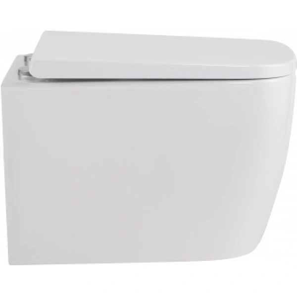 Унитаз подвесной CeramaLux TR5777 безободковый, торнадо, с сиденьем микролифт, белый