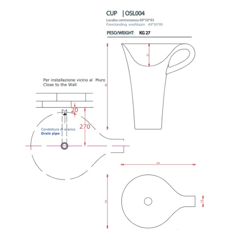 Раковина Artceram Cup OSL004 01 00