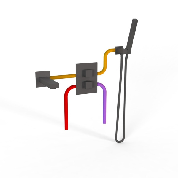 Термостат для ванны Paini Grazia 21PZSET26911THBATH с душевым гарнитуром черный матовый