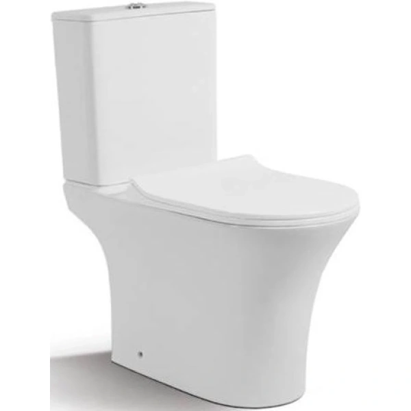 Унитаз-компакт CeramaLux 1217-P безободковый, с сиденьем микролифт, белый