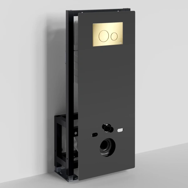 Инсталляция для унитаза WasserKRAFT Glan 66 66TLT.010.ME.BL.PG02 с кнопкой смыва, золотой